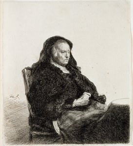 La madre del artista sentada en una mesa, c.1631